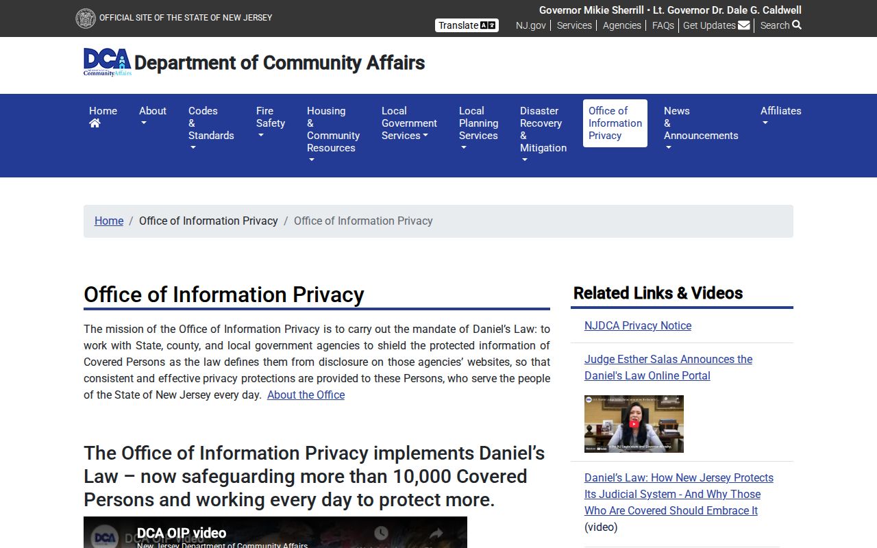 West Milford neighbors privacy protections through the New Jersey Office of Information Privacy