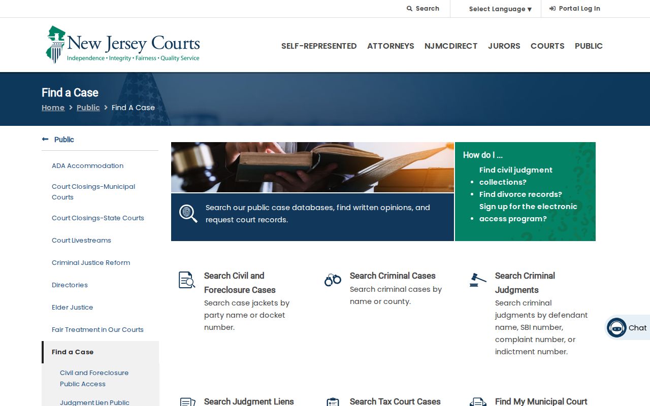 West Milford residents directory reference to New Jersey Courts case search