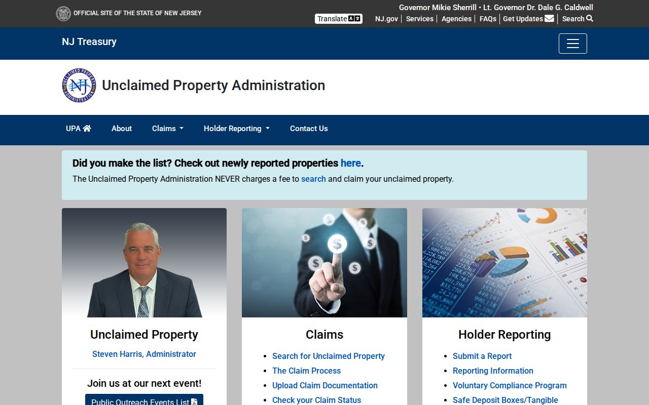 West Milford residents directory reference to the New Jersey unclaimed property search