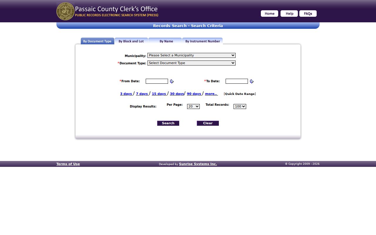 West Milford residents directory view of the Passaic County deed index