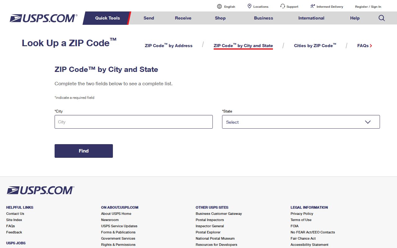 West Milford ZIP code postal lookup screen
